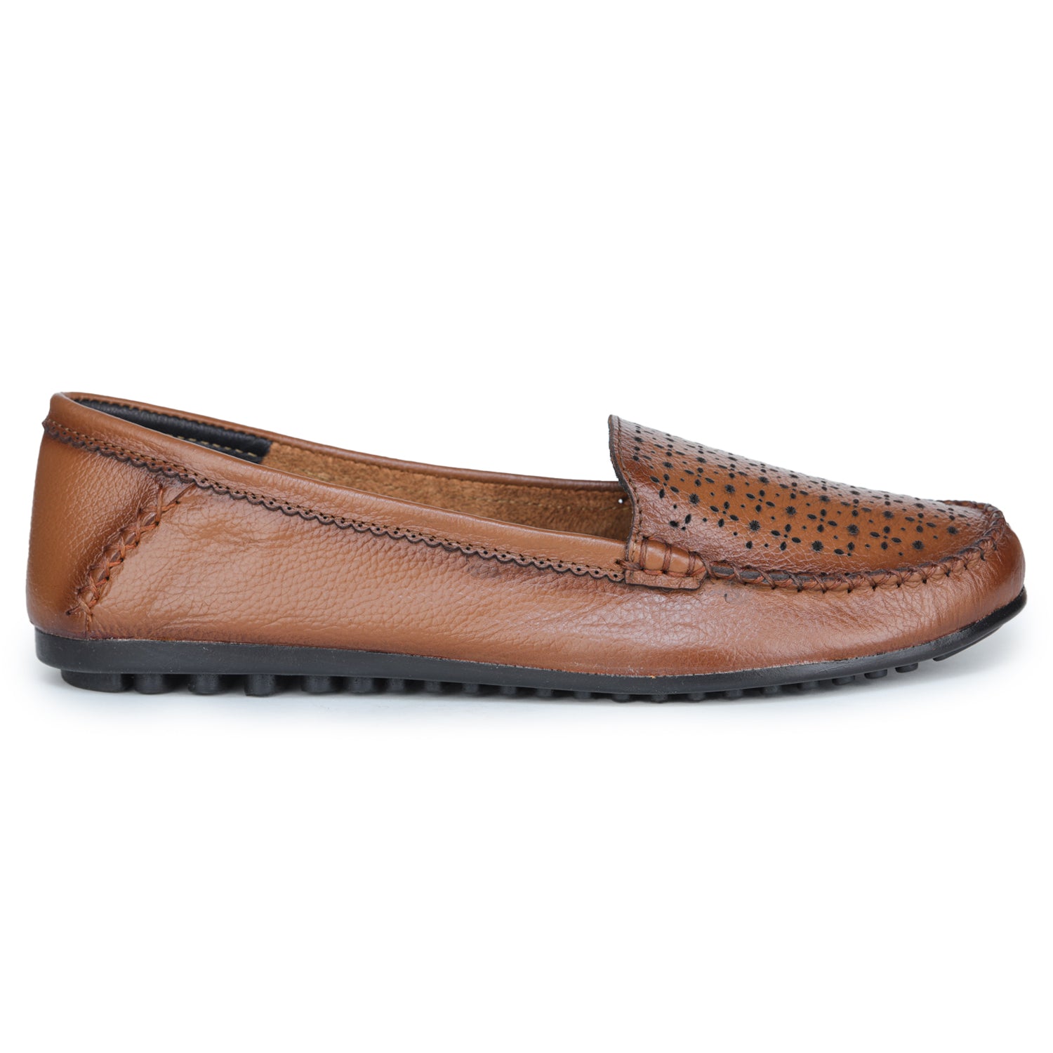 Women’s Genuine Leather Textured Slip-On Comfort Bellies – Black - MAGGI