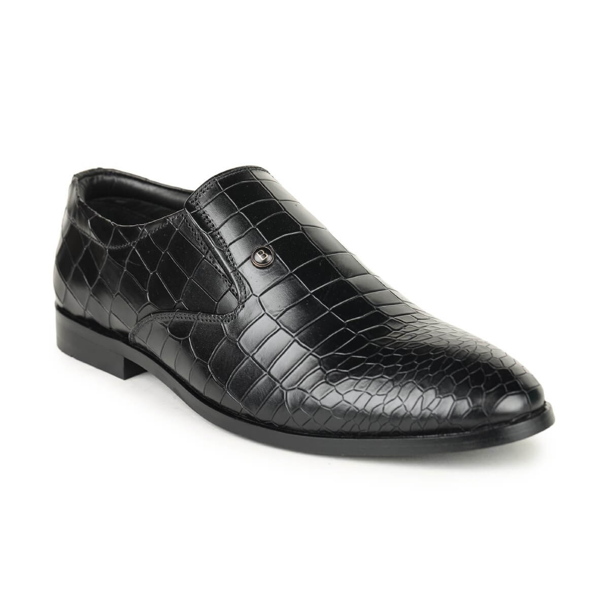 black crocodile print loafers