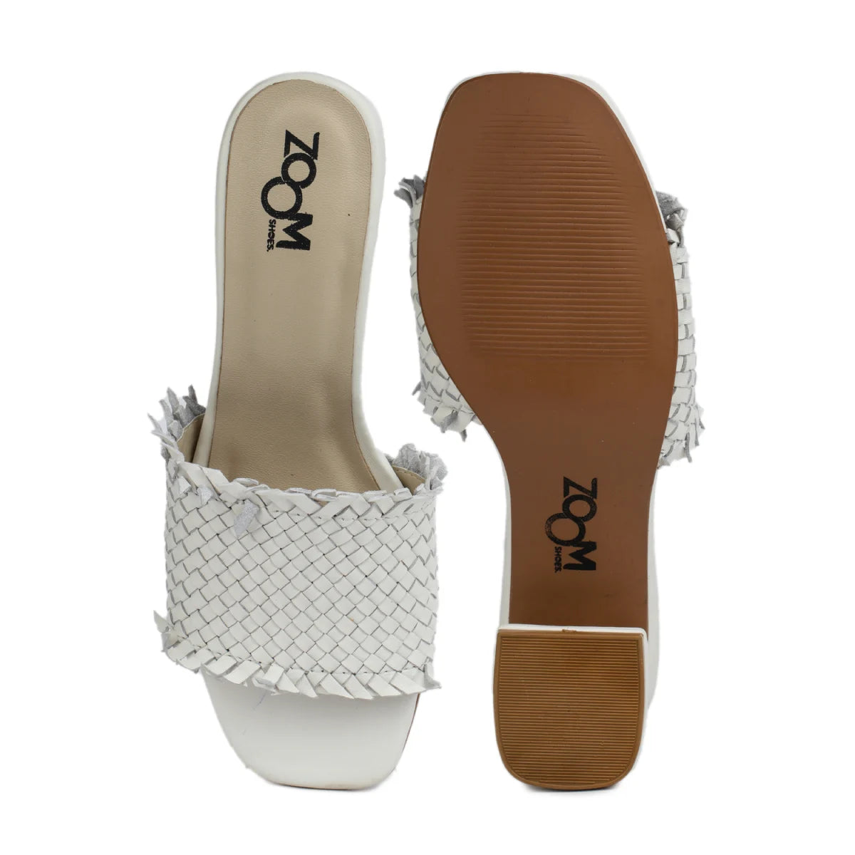 Chic Women's Flared Heel Slippers L701 with Weave Design - Zoom Shoes India