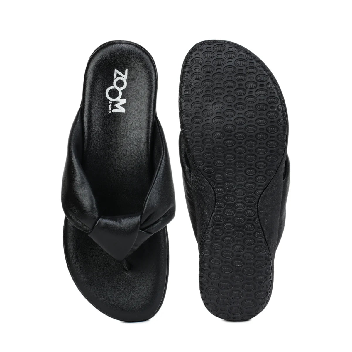 Women’s Leather Slippers L 132 – V-Toe Tie Knot Design with Cushioned Insole - Zoom Shoes India