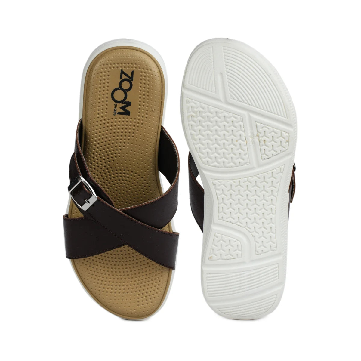 Women’s Leather Slippers 7515 – Criss-Cross Buckle Design - Zoom Shoes India