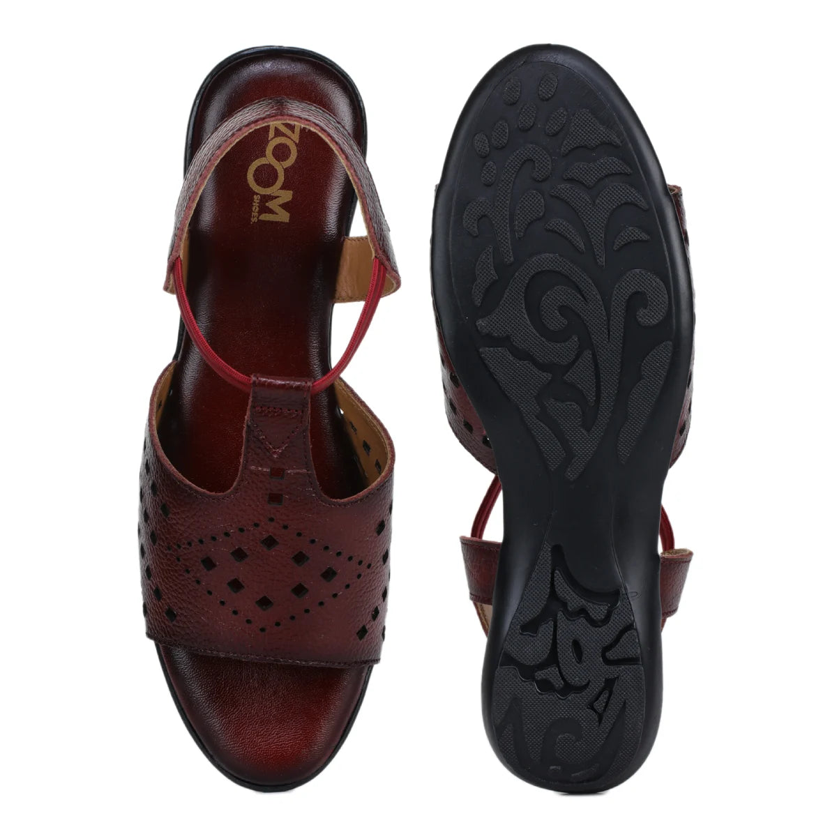 Leather Sandals For Women L 648 – Thong Style with Brogue Detailing - Zoom Shoes India