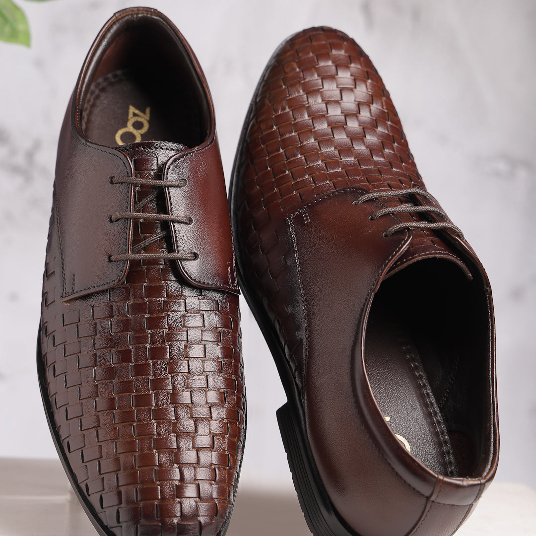 Men's Genuine Leather Derby Formal Shoes - 3292 - image 11
