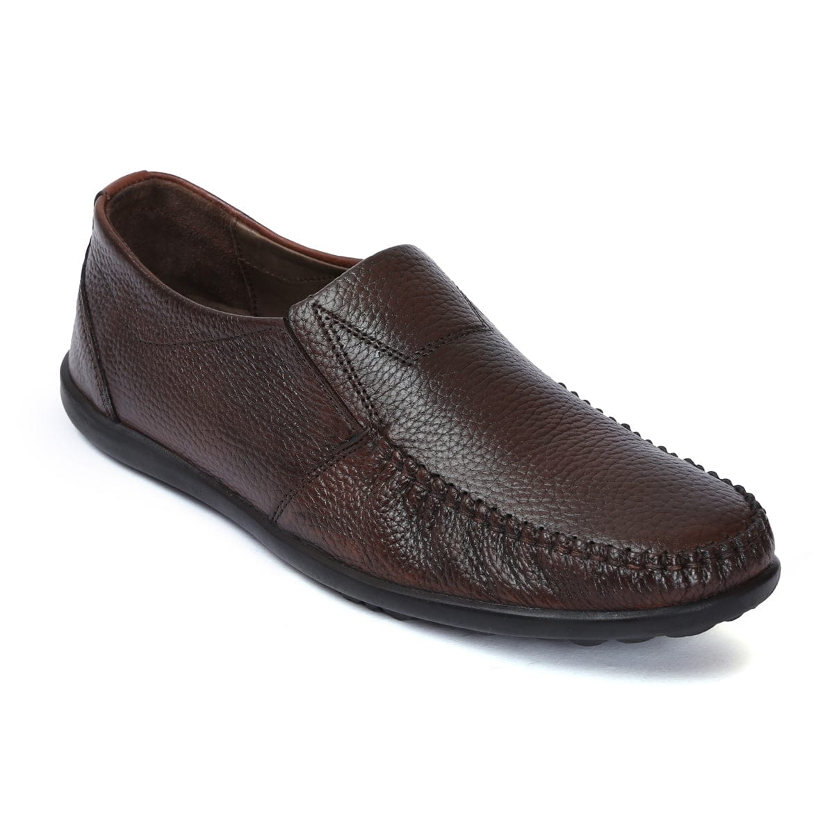 Leather Slip On Shoes D-1335_brown