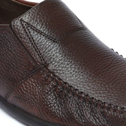 Leather Slip On Shoes D-1335_brown4