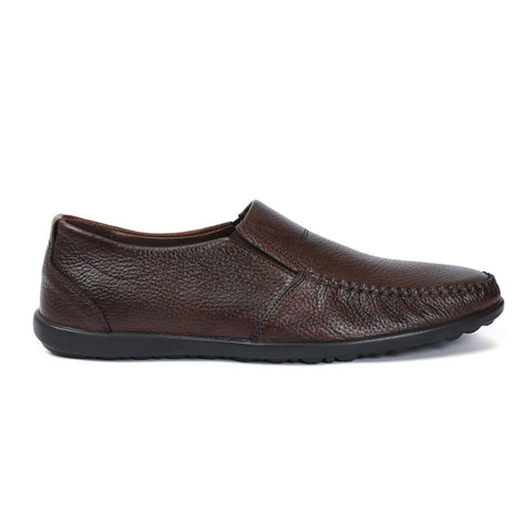 Leather Slip On Shoes D-1335_brown1