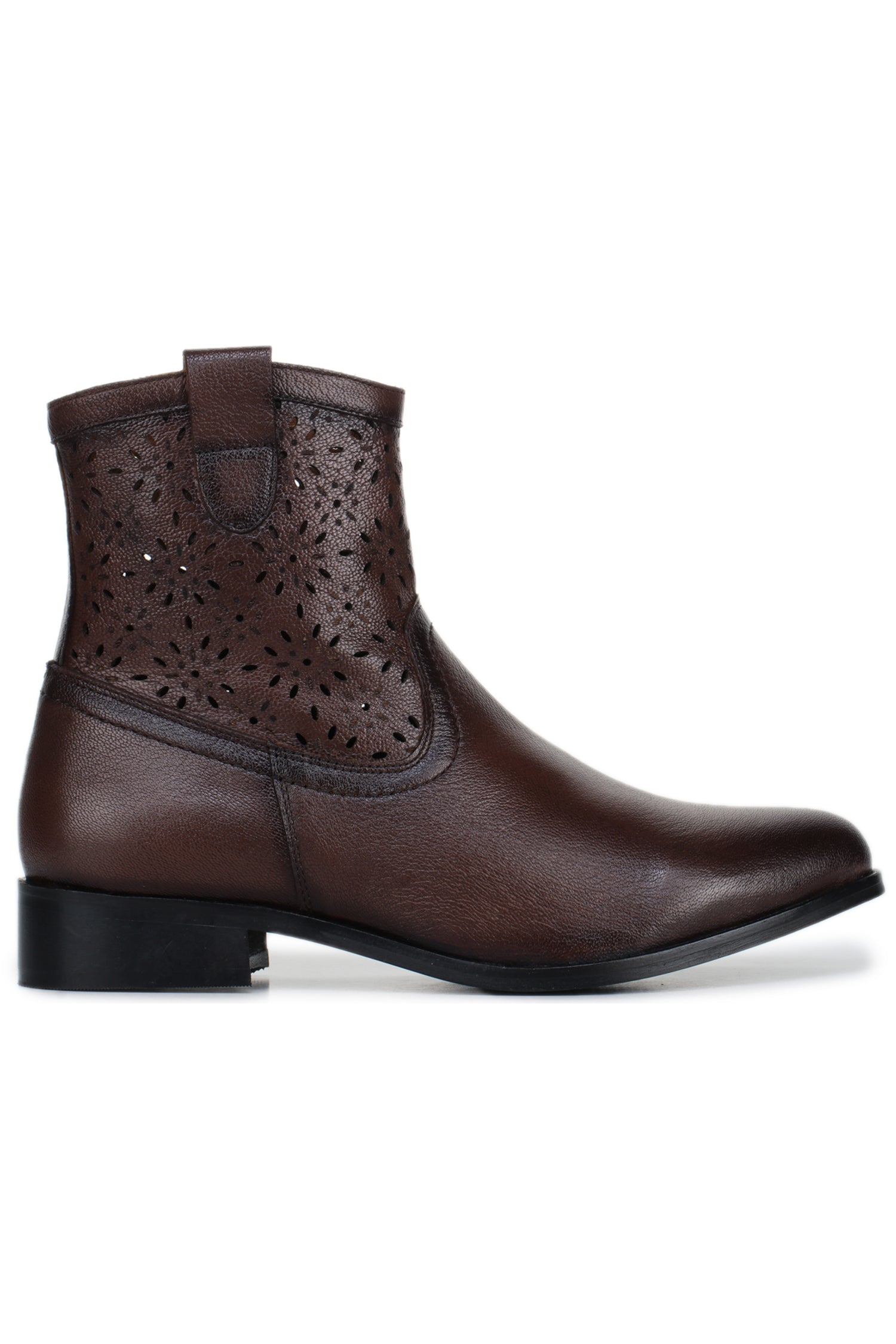 Women’s Genuine Leather High-Ankle Textured Zip Boots – Black - 1011