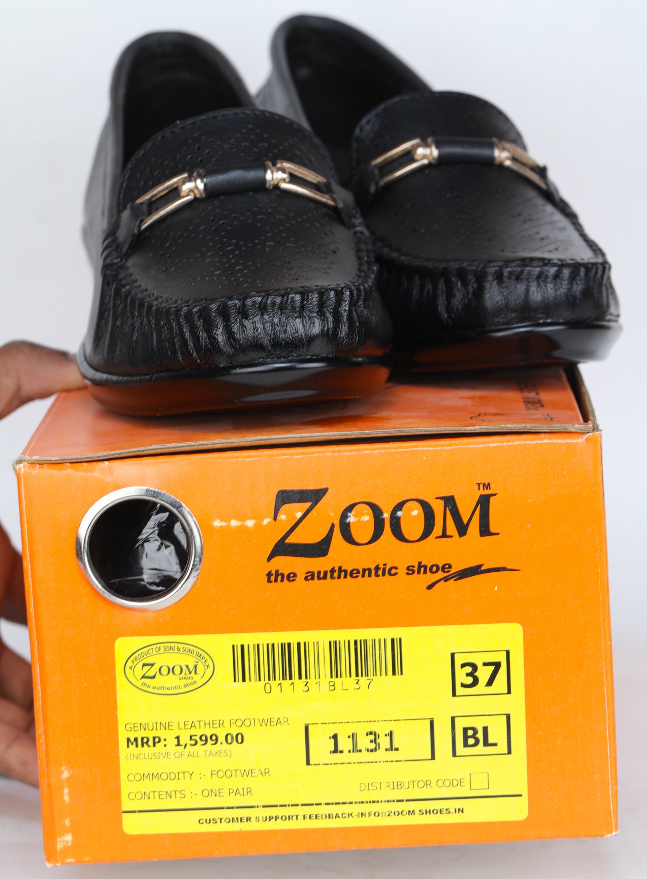 Women’s Genuine Leather Perforated Slip-On Bellies with Metal Trim - 1131