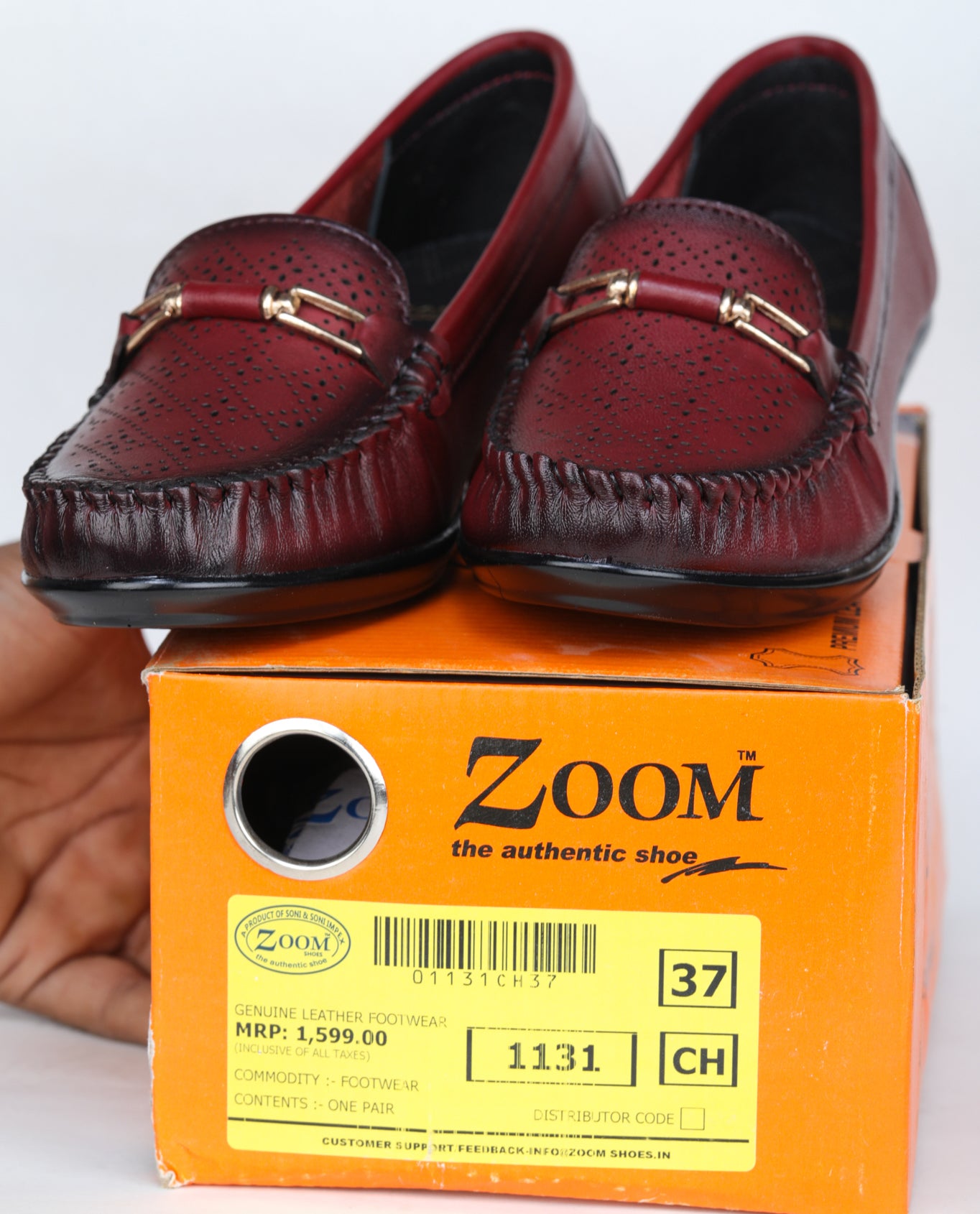 Women’s Genuine Leather Perforated Slip-On Bellies with Metal Trim - 1131