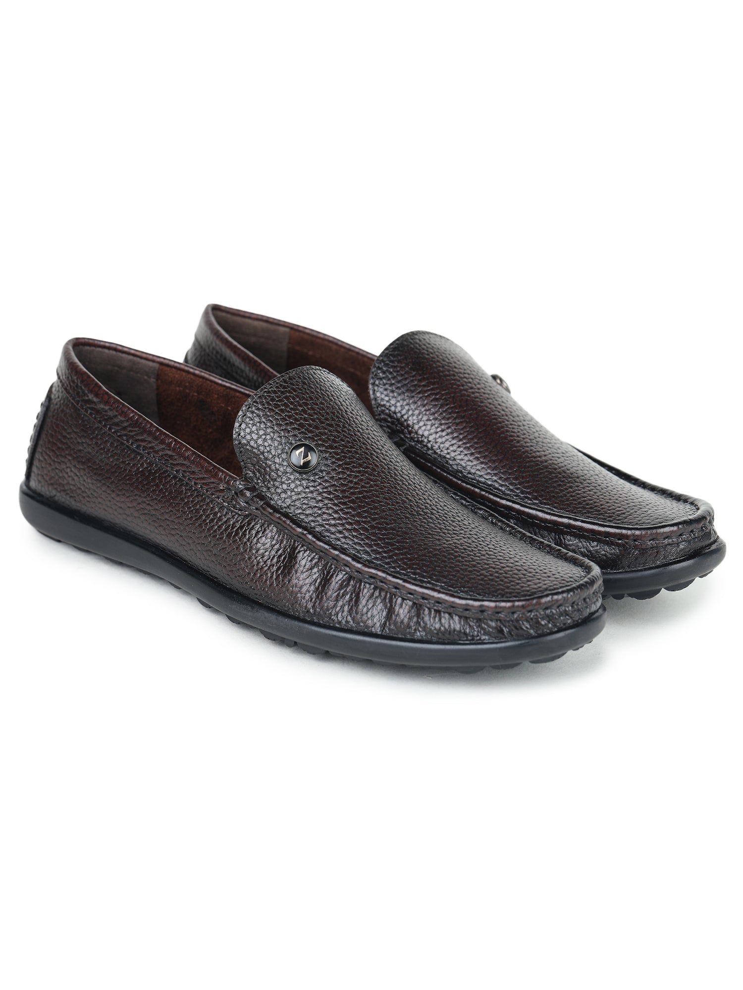 Men’s Textured Genuine Leather Moc Loafers - 1315