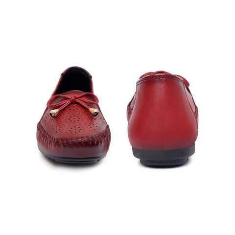 Zoom Shoes Genuine Leather Women Bellies With Floral Brogue Pattern