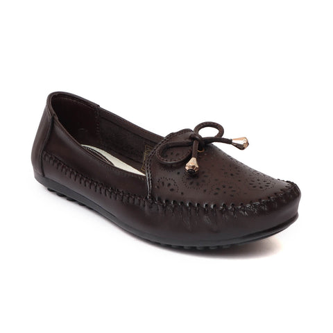 Zoom Shoes Genuine Leather Women Bellies With Floral Brogue Pattern