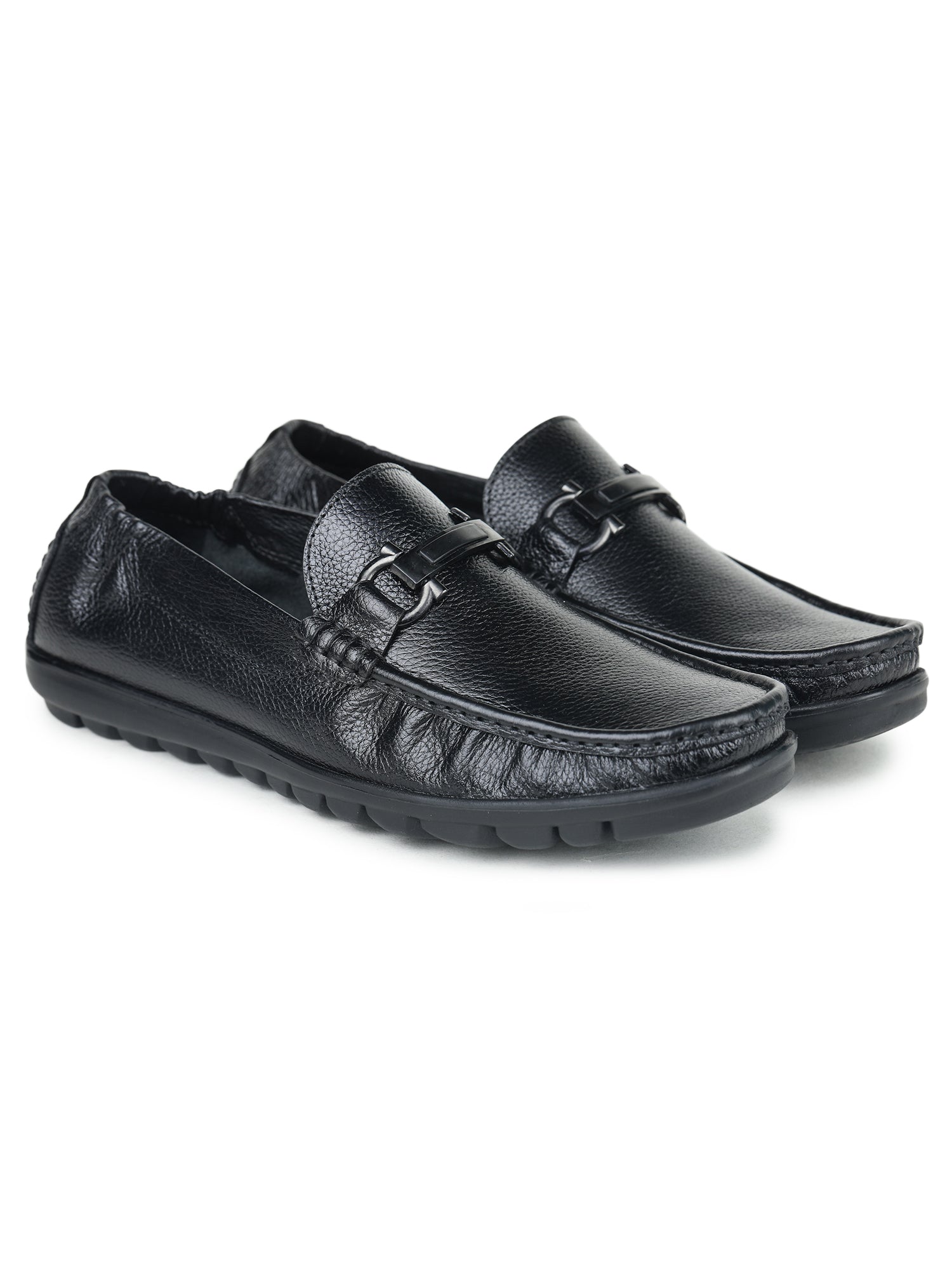 Men’s Genuine Leather Moc Loafers with Decorative Bit - 1645