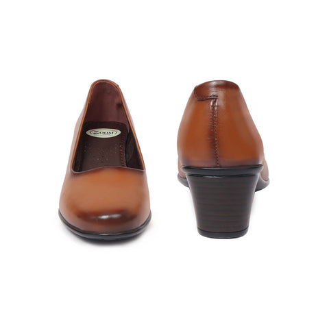 Zoom Shoes Pure Burnished Leather Formal Heeled Bellies For Women L-001