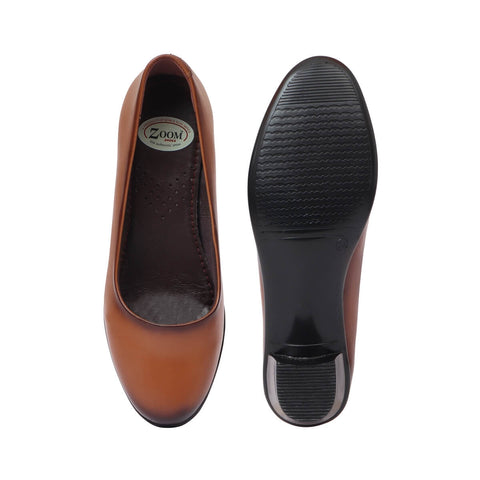 Zoom Shoes Pure Burnished Leather Formal Heeled Bellies For Women L-001