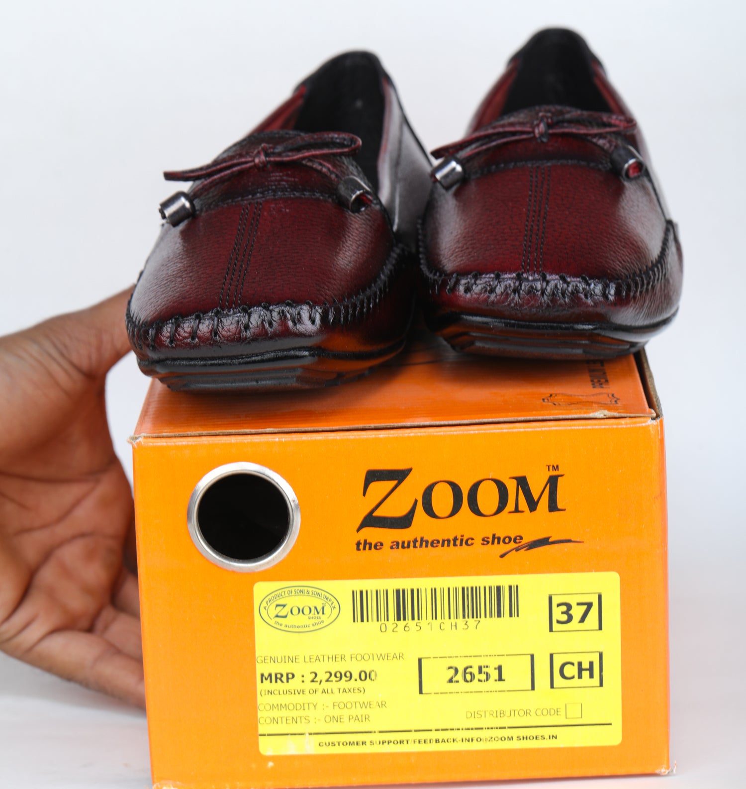 Women’s Maroon Textured Leather Slip-On Bellies - 2651