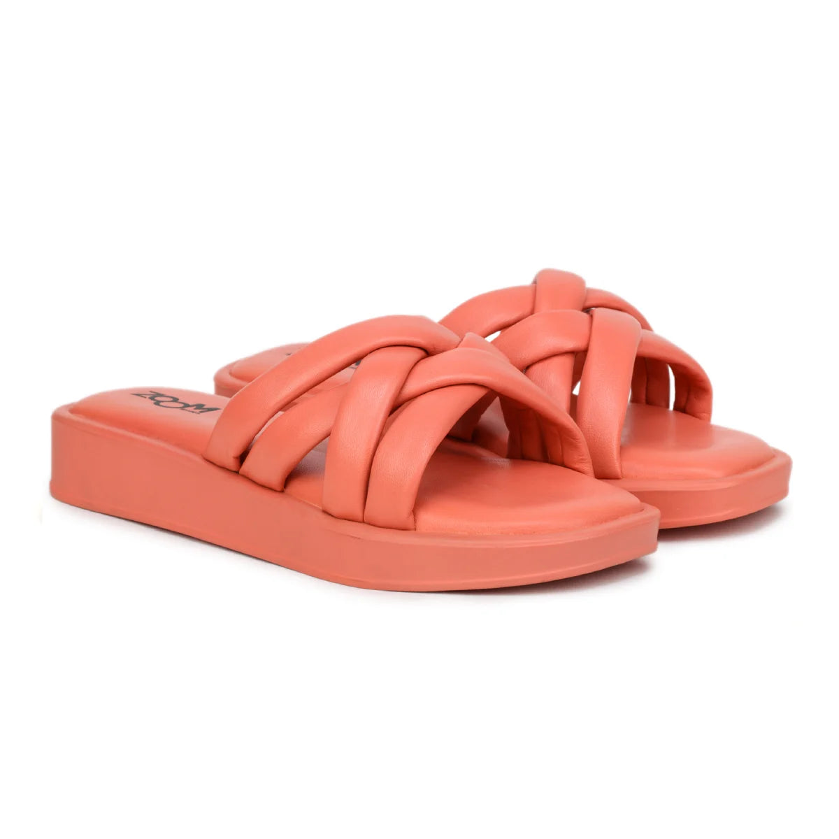 Stylish Women's Leather Slippers L 212 with Criss-Cross Design - Zoom Shoes India