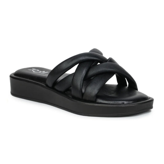 Stylish Women's Leather Slippers L 212 with Criss-Cross Design
