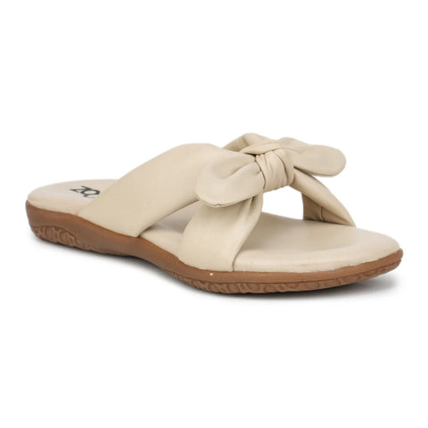 Elegant Women's Leather Slippers with Knot Tie Design L 135