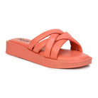 Stylish Women's Leather Slippers L 212 with Criss-Cross Design - Zoom Shoes India