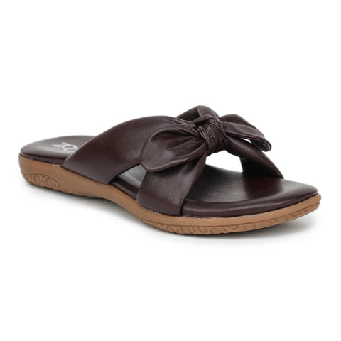 Elegant Women's Leather Slippers with Knot Tie Design L 135