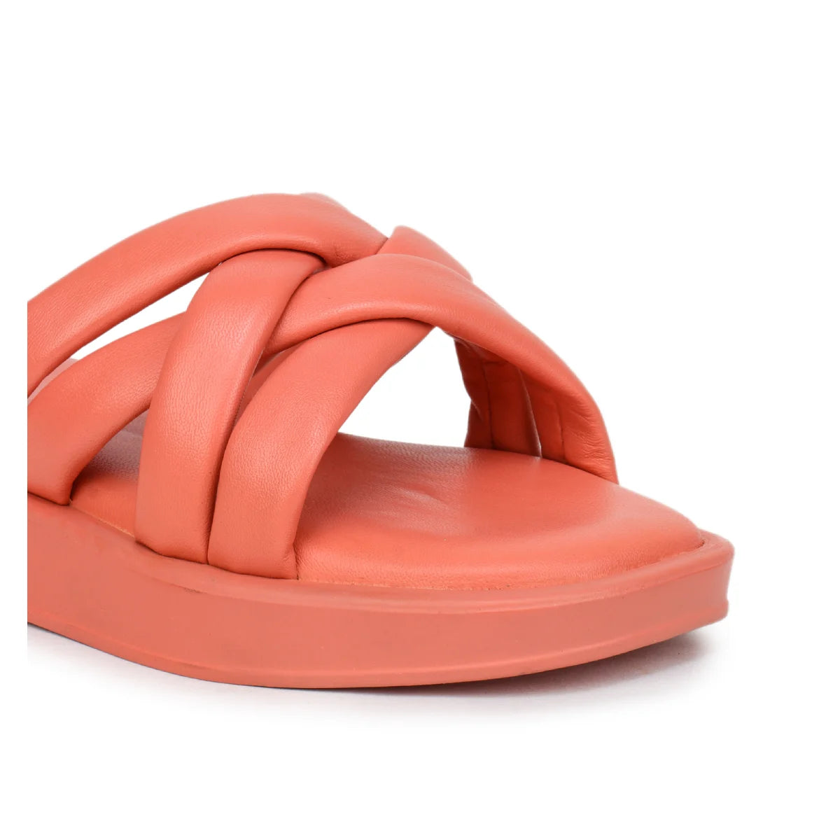 Stylish Women's Leather Slippers L 212 with Criss-Cross Design - Zoom Shoes India