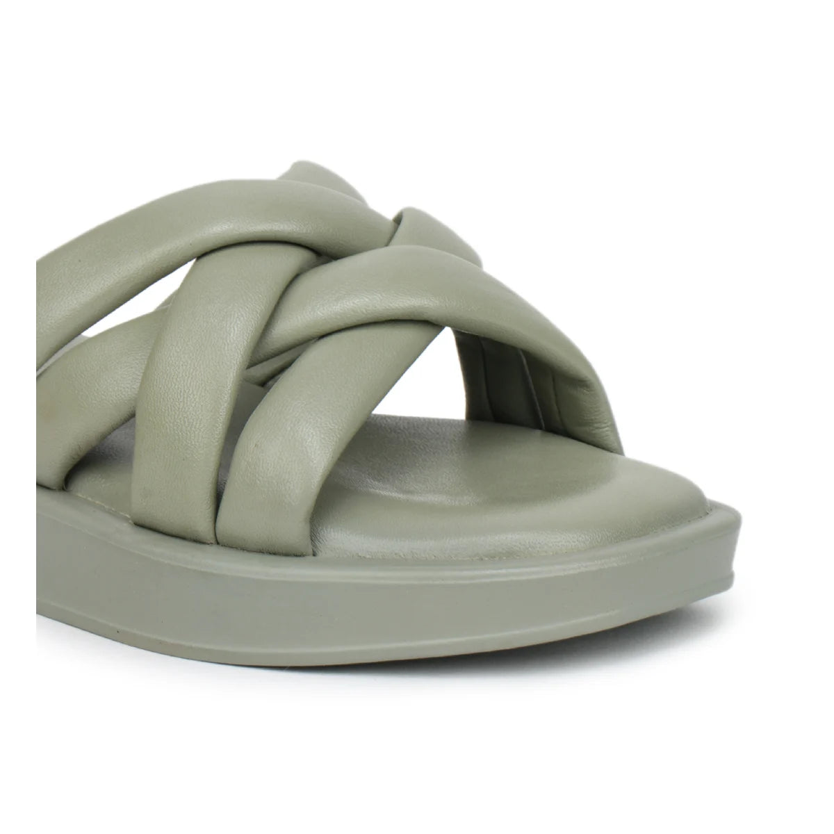 Stylish Women's Leather Slippers L 212 with Criss-Cross Design - Zoom Shoes India