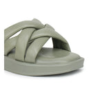 Stylish Women's Leather Slippers L 212 with Criss-Cross Design - Zoom Shoes India