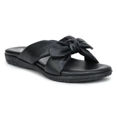 Elegant Women's Leather Slippers with Knot Tie Design L 135