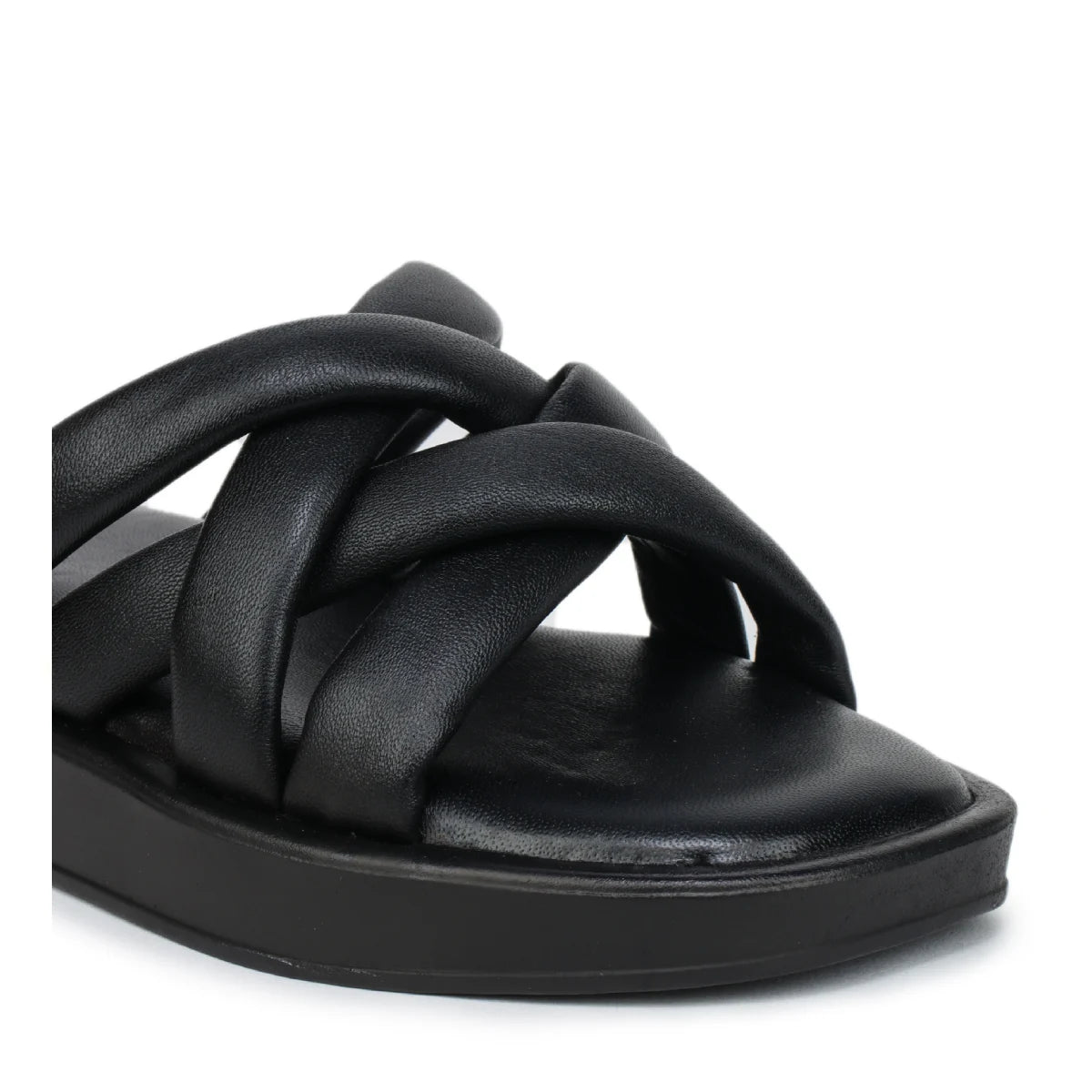 Stylish Women's Leather Slippers L 212 with Criss-Cross Design - Zoom Shoes India