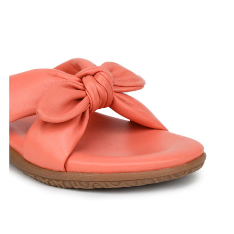 Elegant Women's Leather Slippers with Knot Tie Design L 135