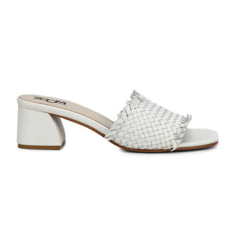 Chic Women's Flared Heel Slippers L701 with Weave Design