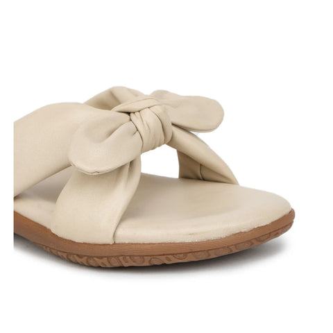 Elegant Women's Leather Slippers with Knot Tie Design L 135