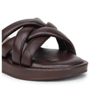 Stylish Women's Leather Slippers L 212 with Criss-Cross Design - Zoom Shoes India