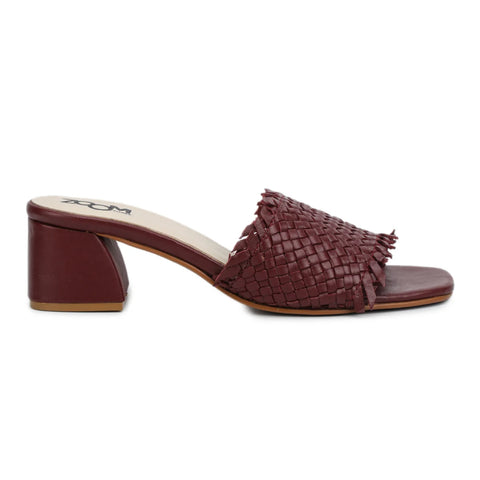 Chic Women's Flared Heel Slippers L701 with Weave Design