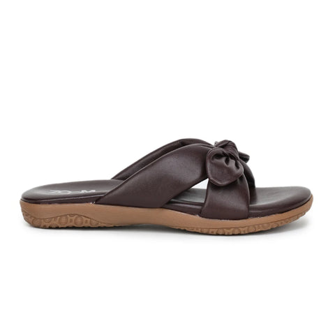 Elegant Women's Leather Slippers with Knot Tie Design L 135