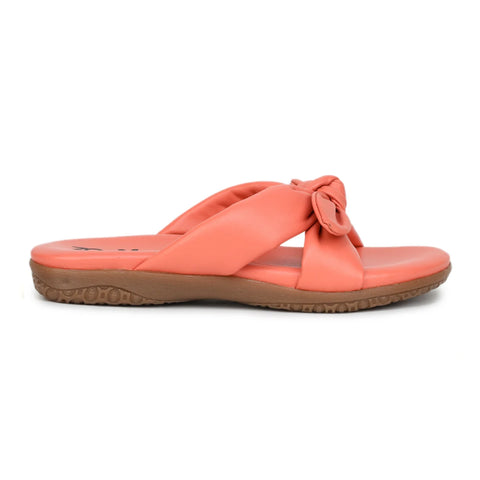 Elegant Women's Leather Slippers with Knot Tie Design L 135