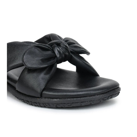Elegant Women's Leather Slippers with Knot Tie Design L 135