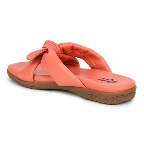 Elegant Women's Leather Slippers with Knot Tie Design L 135