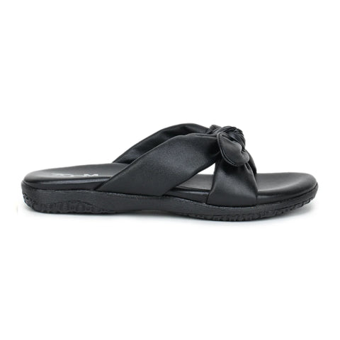 Elegant Women's Leather Slippers with Knot Tie Design L 135