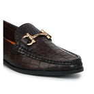 Men’s Leather Loafers 840 – Glossy Croc-Textured Slip-On Shoes - Zoom Shoes India