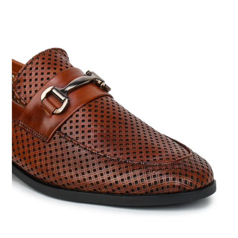 Original Leather Loafers 9981 – Pointed Toe with Mesh Texture Slip-on Shoes