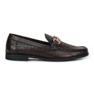 Men’s Leather Loafers 840 – Glossy Croc-Textured Slip-On Shoes - Zoom Shoes India