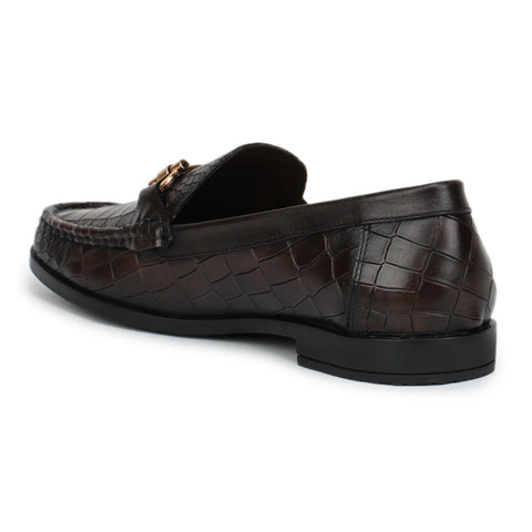 Men’s Leather Loafers 840 – Glossy Croc-Textured Slip-On Shoes