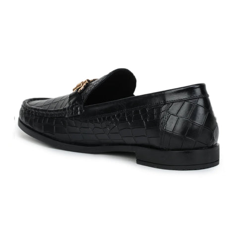 Men’s Leather Loafers 840 – Glossy Croc-Textured Slip-On Shoes
