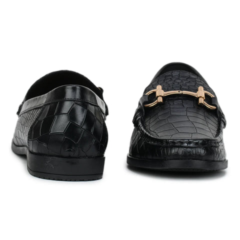 Men’s Leather Loafers 840 – Glossy Croc-Textured Slip-On Shoes