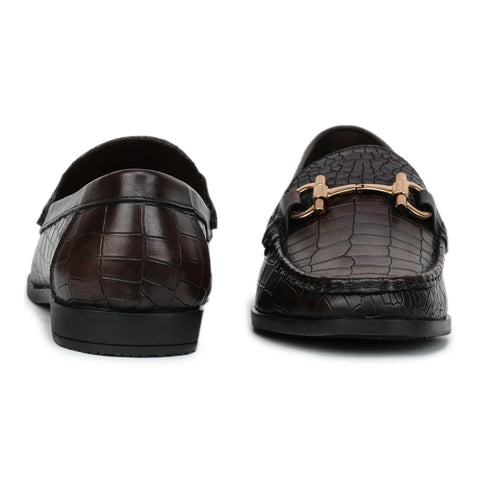 Men’s Leather Loafers 840 – Glossy Croc-Textured Slip-On Shoes