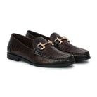 Men’s Leather Loafers 840 – Glossy Croc-Textured Slip-On Shoes - Zoom Shoes India