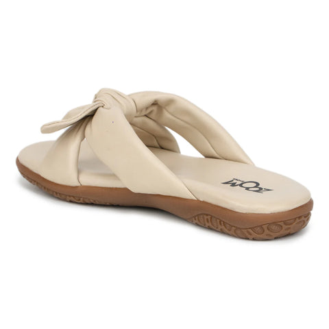 Elegant Women's Leather Slippers with Knot Tie Design L 135