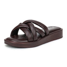 Stylish Women's Leather Slippers L 212 with Criss-Cross Design - Zoom Shoes India